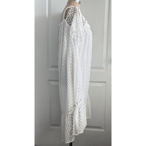 Hagel Eyelet Cold-Shoulder Swing Dress White Sz.10 - Picture 4 of 16